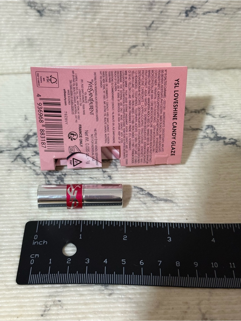 YSL Candy Glaze Mini Lip Gloss Stick Shade 19 Salted Caramel: Rosy Caramel Brown - Picture 7 of 7